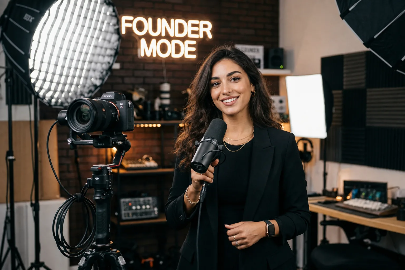 Content creator filming UGC with Coopo